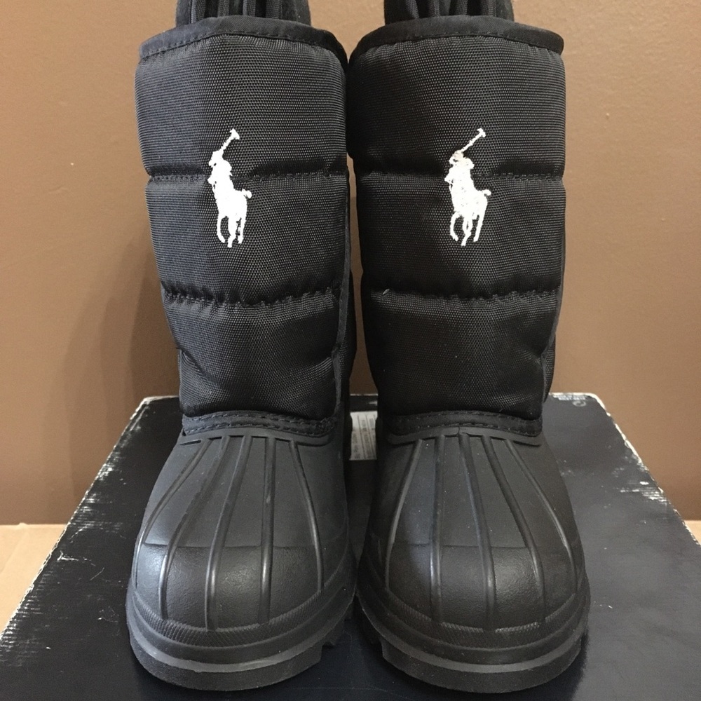 Ralph Lauren Children Winter Games EZ Boot Black / White Pony